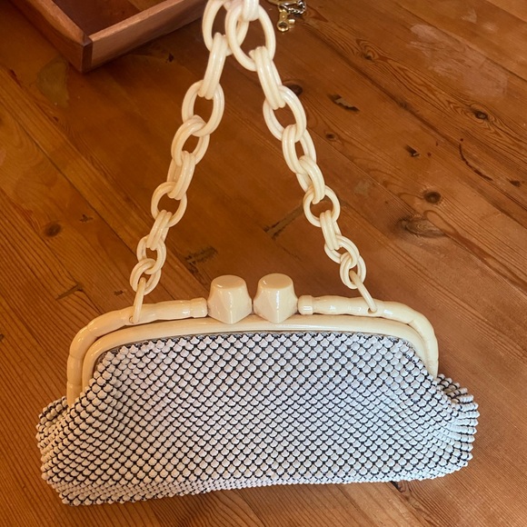 Antique Vintage Whiting & Davis Handbag Purse Ivory Metal Mesh - Picture 2 of 5